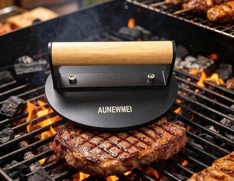 Cast Iron Smashed Burger Press Round Flat Edge Grill Press Crispy Smash Burgers gallery