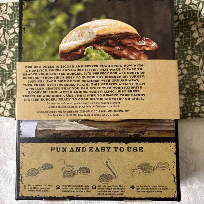 Brand New 2011 William Sonoma Stuffed Burger Press Kitchen Chef Cook Essentials gallery