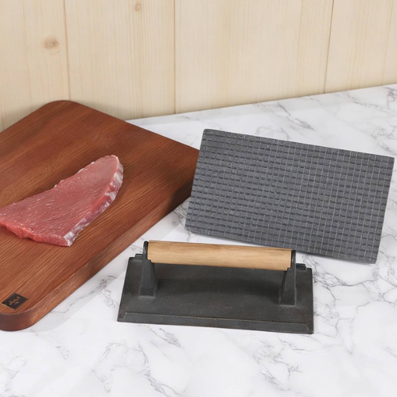 Cast Iron Cooking Press Press Easy to Clean Wood Handle Cooking Press Press gallery