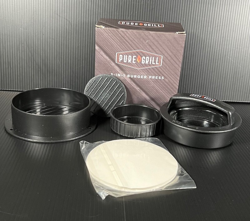 Pure Grill 3-in-1 Burger Press - Patty Maker with 100 Wax Papers - New gallery