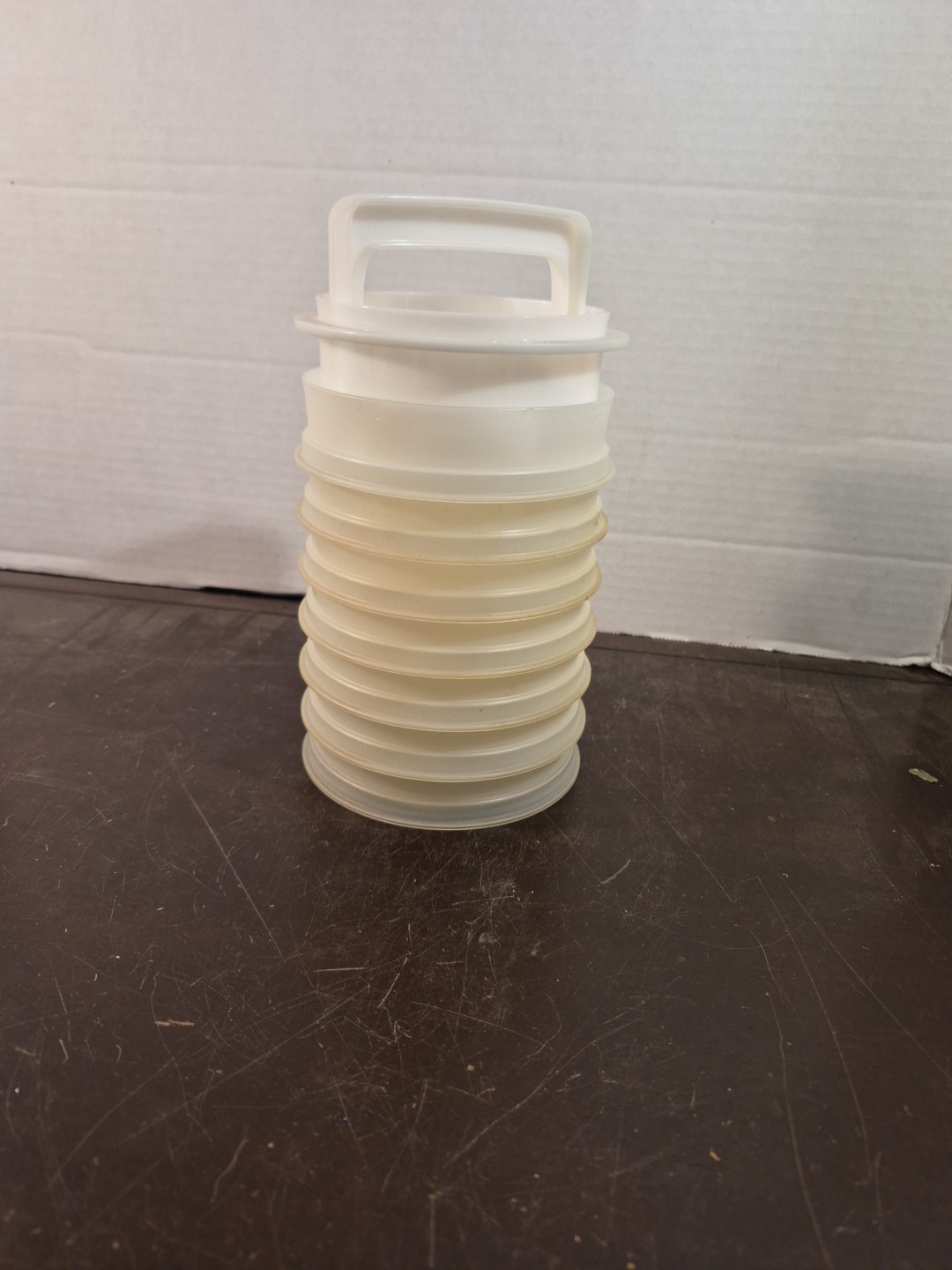 Vintage Tupperware 4" Hamburger Patty Press / Ring & 7 Freezer Keepers NO LID!! gallery