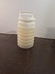 Vintage Tupperware 4″ Hamburger Patty Press / Ring & 7 Freezer Keepers NO LID!!