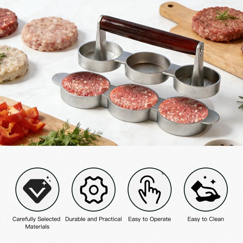 DHSUN Sausage Patty Press, Hamburger Patty Maker,3-in-1 Mini Burger Press Non... gallery