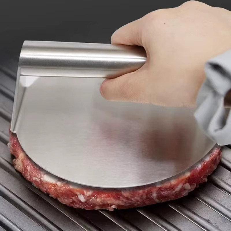 Stainless Steel Smash Burger Press with Handle Circular Meat Press Mold Hamburge gallery