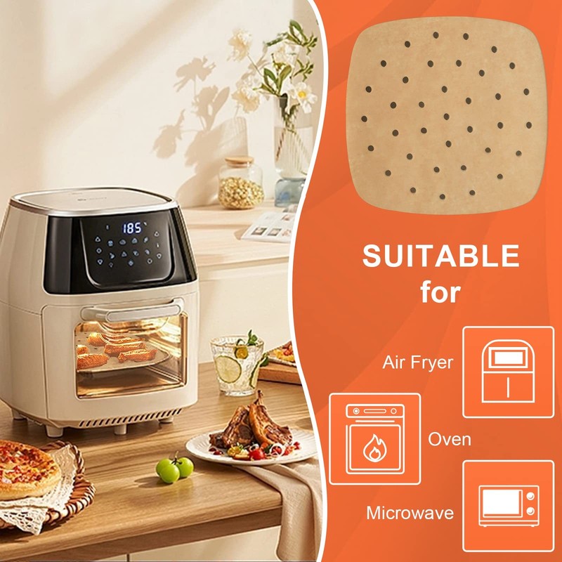 Numola 100 Pcs Air Fryer Liners Disposable Parchment Paper, 8 8IN, Unbleached gallery