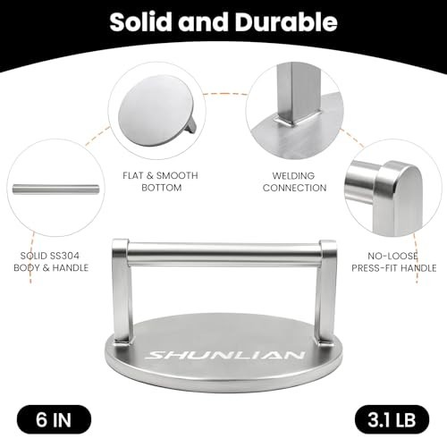 6 Inch Heavy Duty Stainless Steel Burger Press for Griddle, BBQ & Kitchen gallery