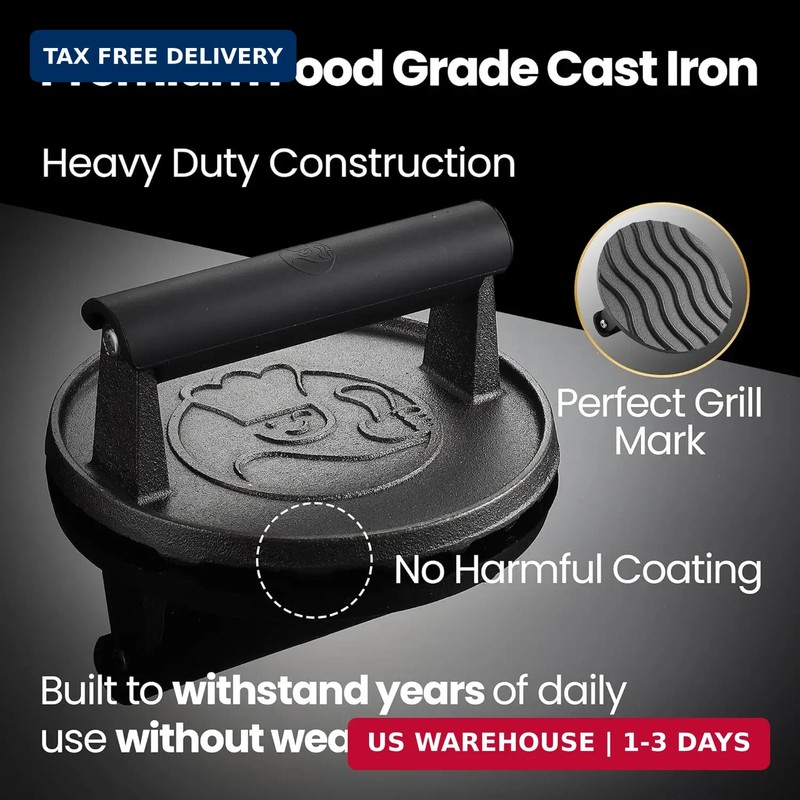 Smash Burger Press for Griddle, 5-Year Warranty, 2 lb Heavy Duty Burger Smasher gallery