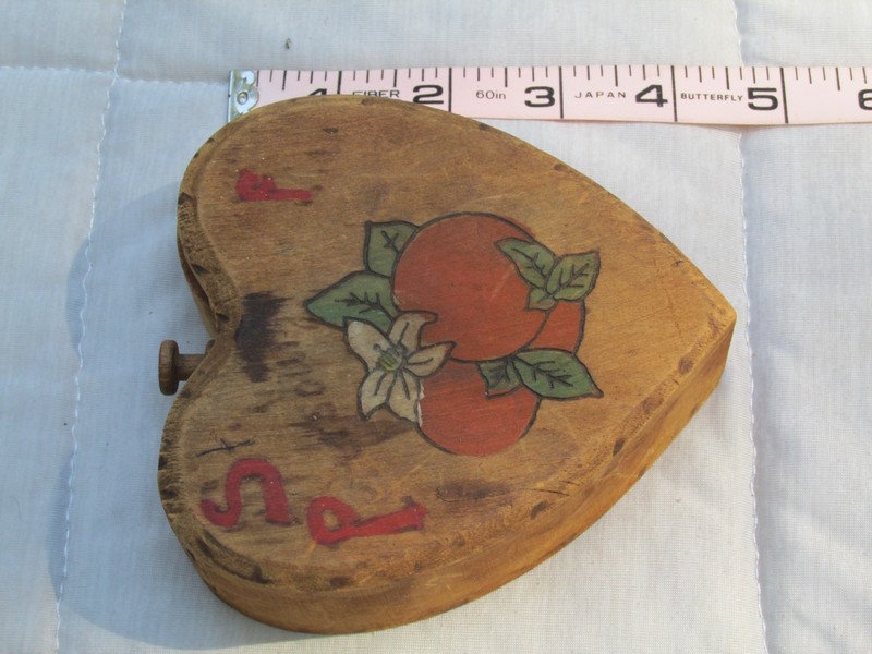 Wooden Hinged Hamburger Press Vintage with wooden Heart Shaped Trinket Box gallery