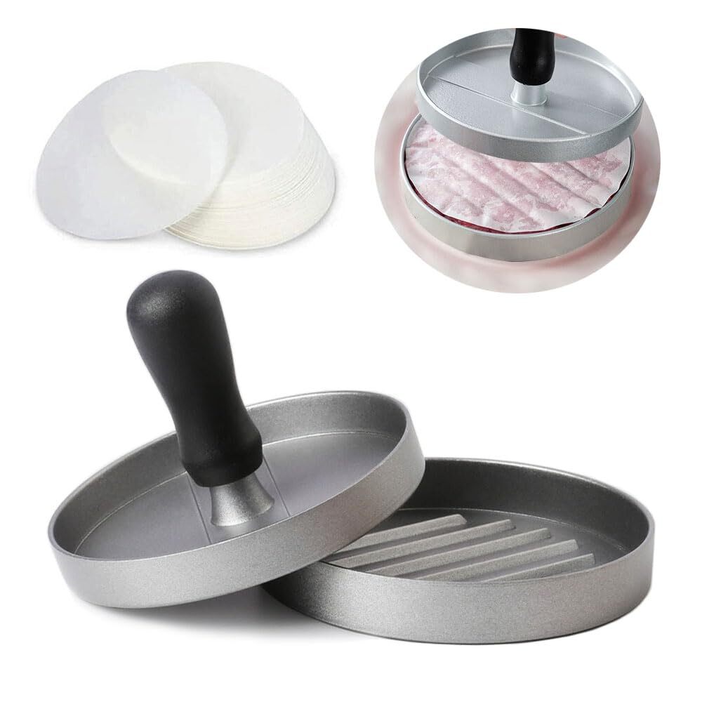 Hamburger Press Patty Maker with 100 Patty Papers Non-Stick Mold for Grilling gallery