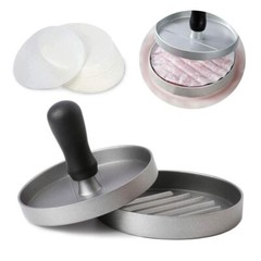 Hamburger Press Patty Maker with 100 Patty Papers Non-Stick Mold for Grilling