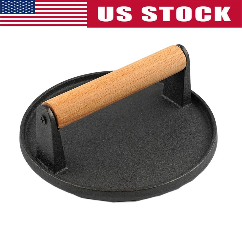 Meat Steak Press Board with Wood Handle Non-Stick for Panini Outdoor Barbecue gallery