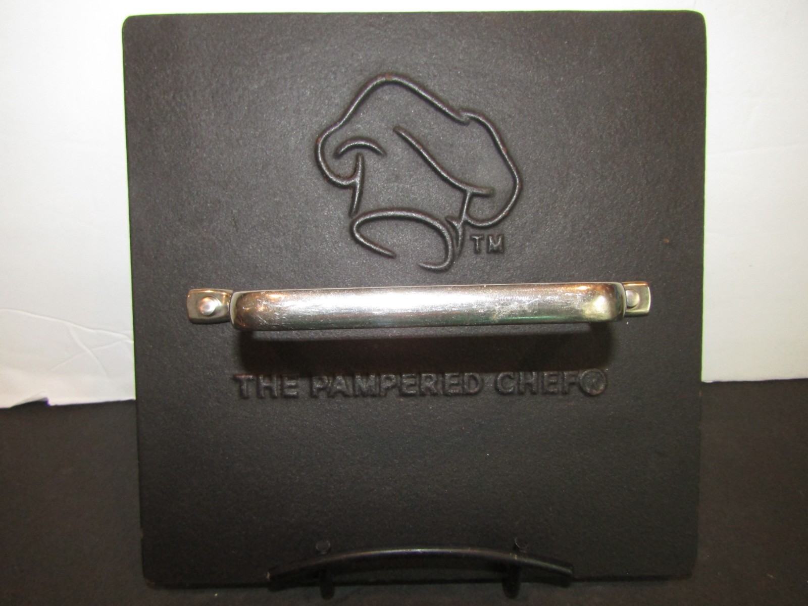 PAMPERED CHEF Cast Iron PANINI Heavy SQUARE GRILL Press BURGER Bacon 8.5" gallery