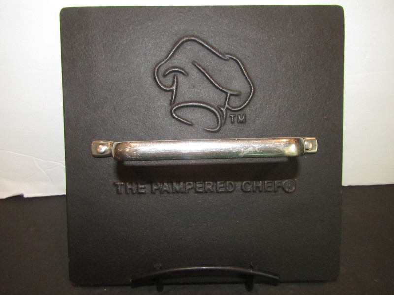PAMPERED CHEF Cast Iron PANINI Heavy SQUARE GRILL Press BURGER Bacon 8.5" gallery