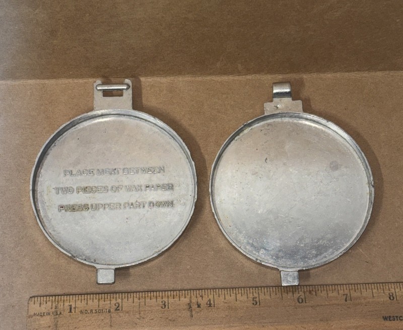 Vintage Hamburger Press Patty-Maker Aluminum Meat Mold Steer Bull Taiwan gallery
