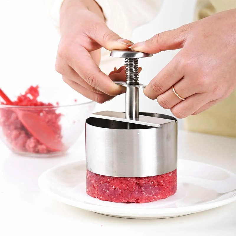 Manual Stainless Steel Burger Press for Juicy Patties Easy Kitchen Use gallery