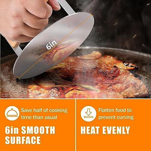 Stainless Steel Smashed Burger Press 6 Inch Round Burger Smasher Griddle Hamburg gallery