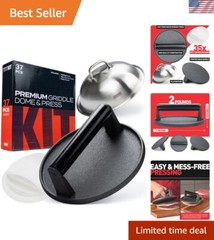 Ultimate Smash Burger Press Kit – 7” Cast Iron Press with Melting Dome & Papers