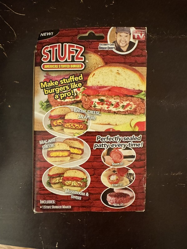STUFZ AS SEEN ON TV STUFFED BURGER MAKER PRESS 2013 OLD STOCK FREE USA gallery