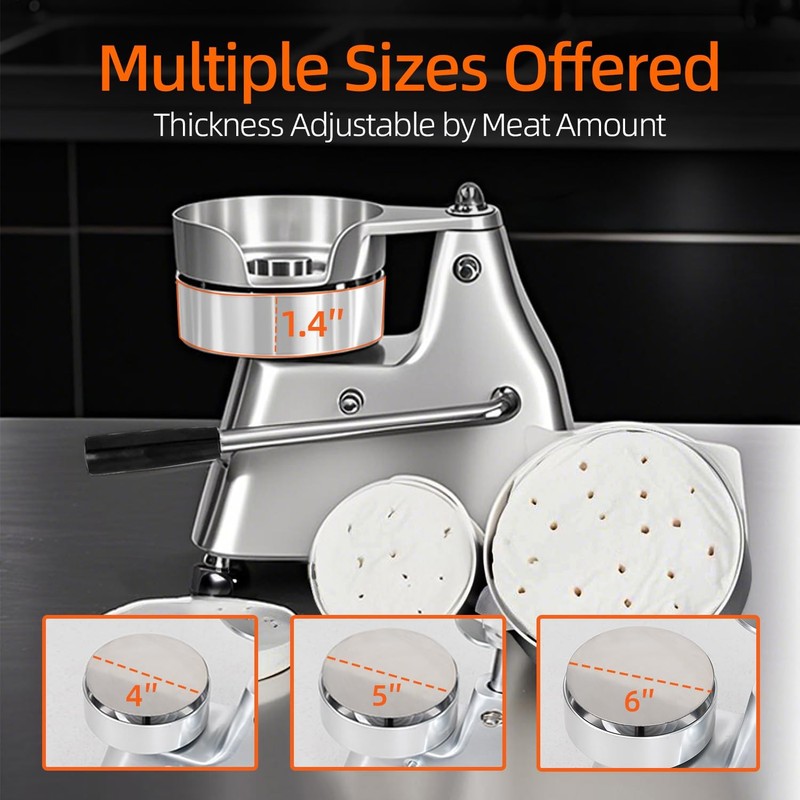 3-In-1 Commercial Burger Patty Maker Press 4/5/6 Inch 1200 PCS Papers gallery