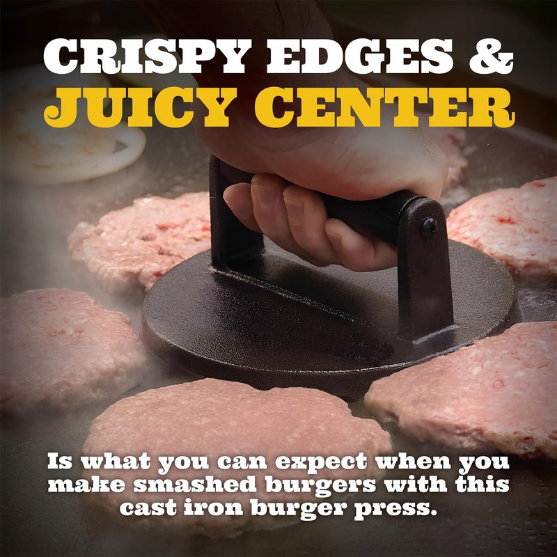 IAN's Smash Burger Press Kit Cast Iron Burger Press 6.5 in, Smash Burger Spa... gallery