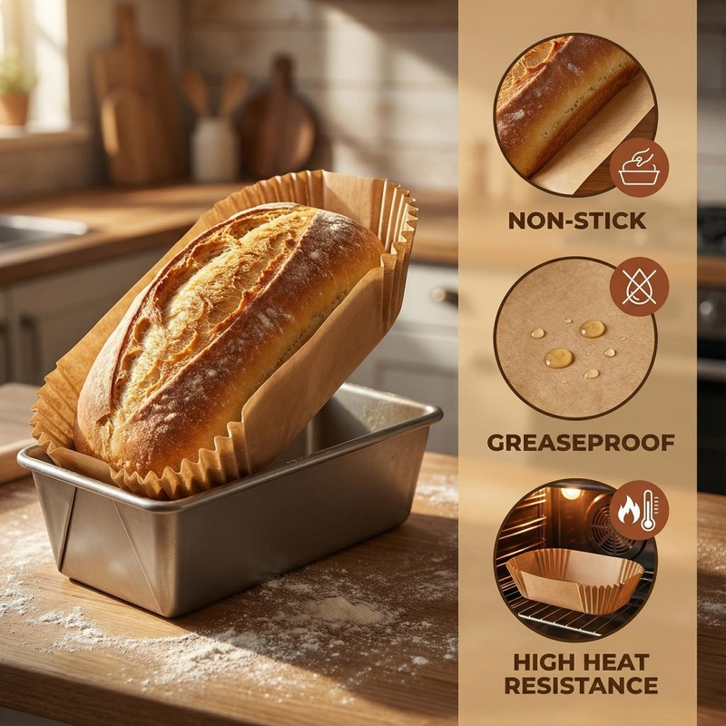 LYHOLKEER Loaf Pan Liners, 200Pcs Non-Stick 2LB Brown gallery
