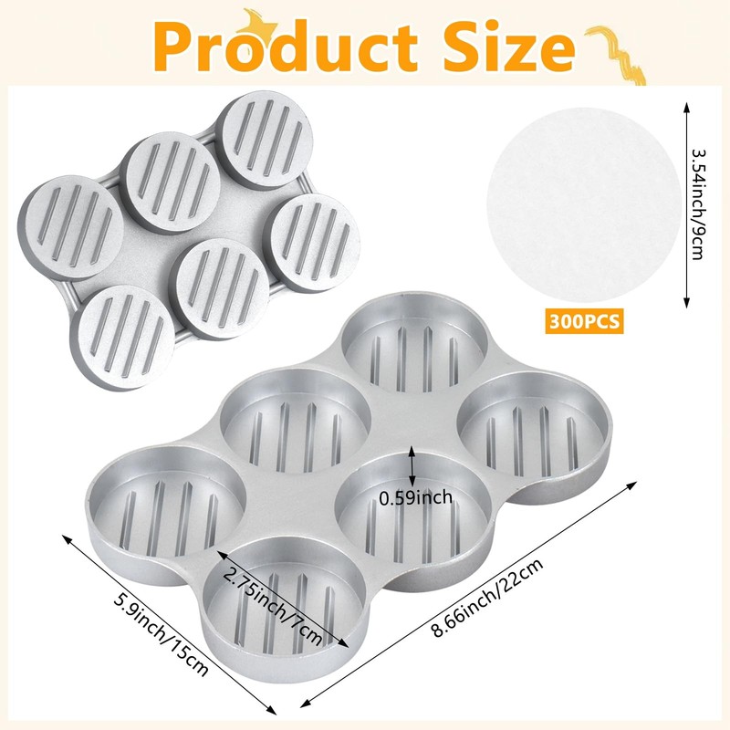 Mini Burger Press Small Meat Patty Maker With 300 Paper 2.64Inch Slot gallery