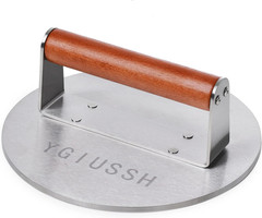 8.7 Inch Heavy-Duty Grill Press with Beech Wood Handle Stainless Steel Bacon Pre