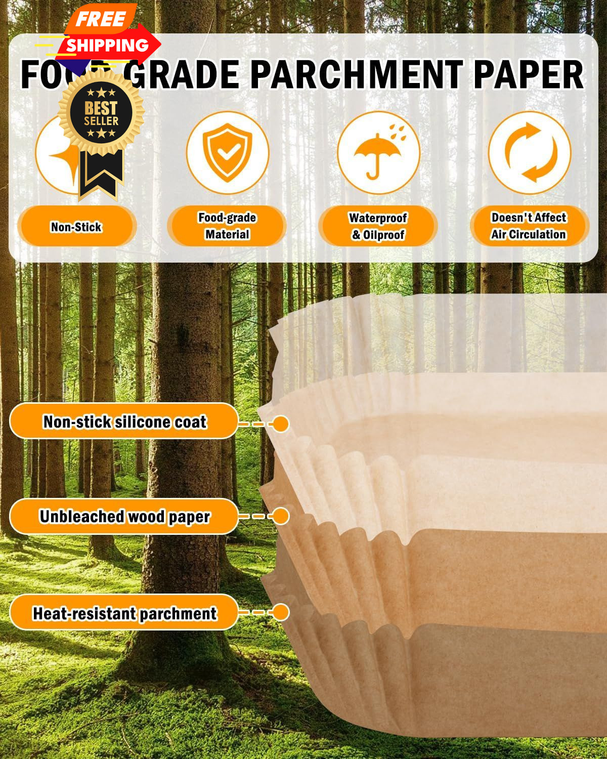 Air Fryer Disposable Paper For bella 4qt slim air fryer, 130PCs Burlywood gallery