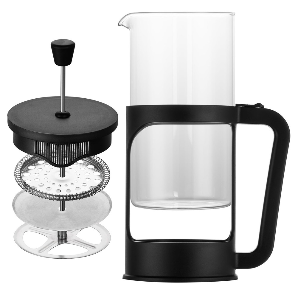 French press, borosilicate glass French press coffee maker, 3 layer stainless...