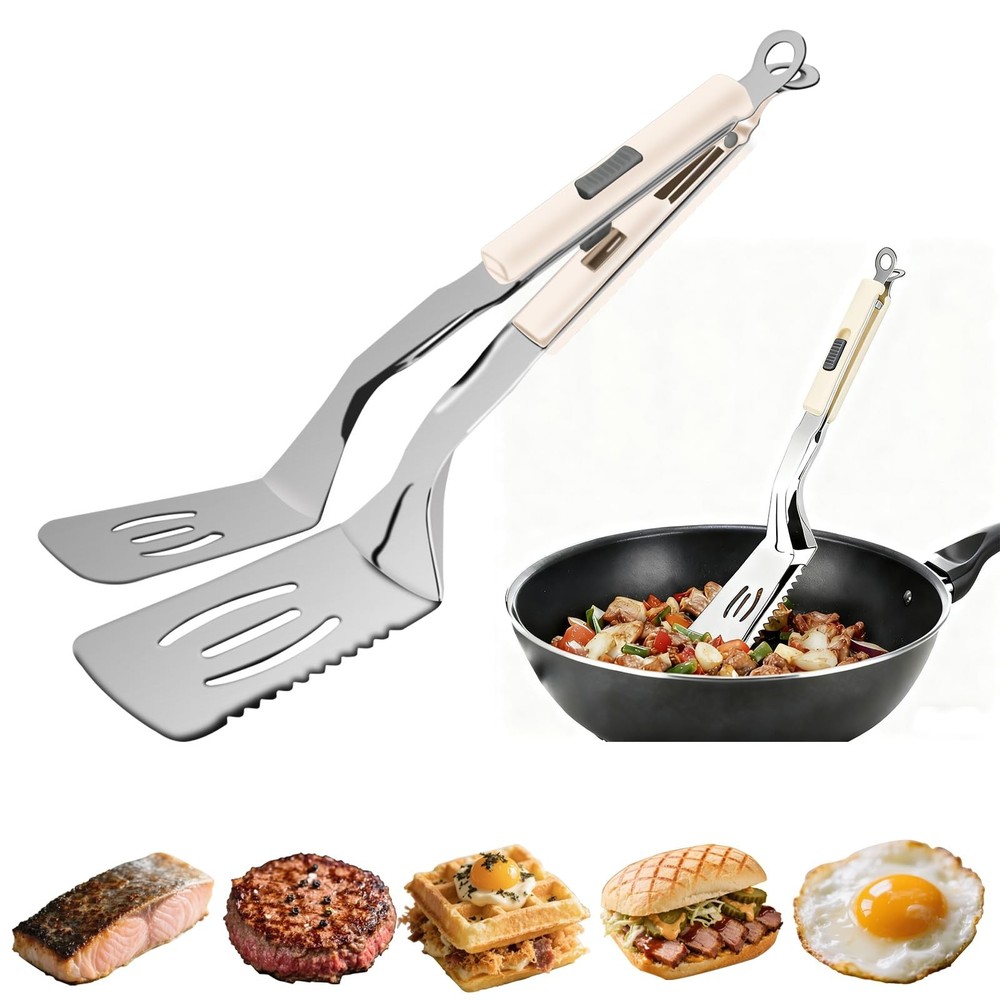 11.5-inch Stainless Steel Tongs for Cooking – Versatile Metal Spatula Tong