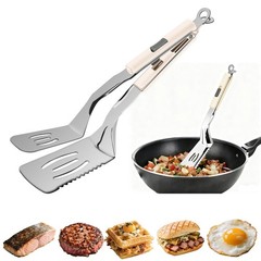 11.5-inch Stainless Steel Tongs for Cooking – Versatile Metal Spatula Tong