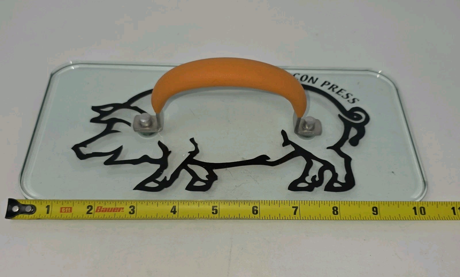 Prepology Tempered Glass Pig Bacon Sandwich Burger Press 10.5 X 5" gallery