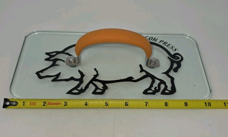 Prepology Tempered Glass Pig Bacon Sandwich Burger Press 10.5 X 5" gallery