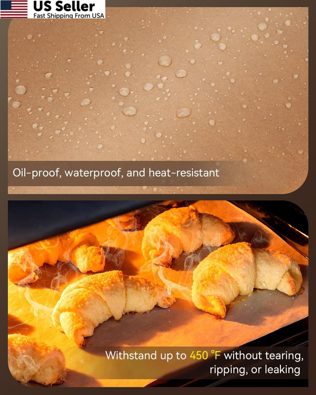 Parchment Paper Sheet 100PCS 9x13 Precut Unbleached Non-Stick Baking Quarter USA gallery