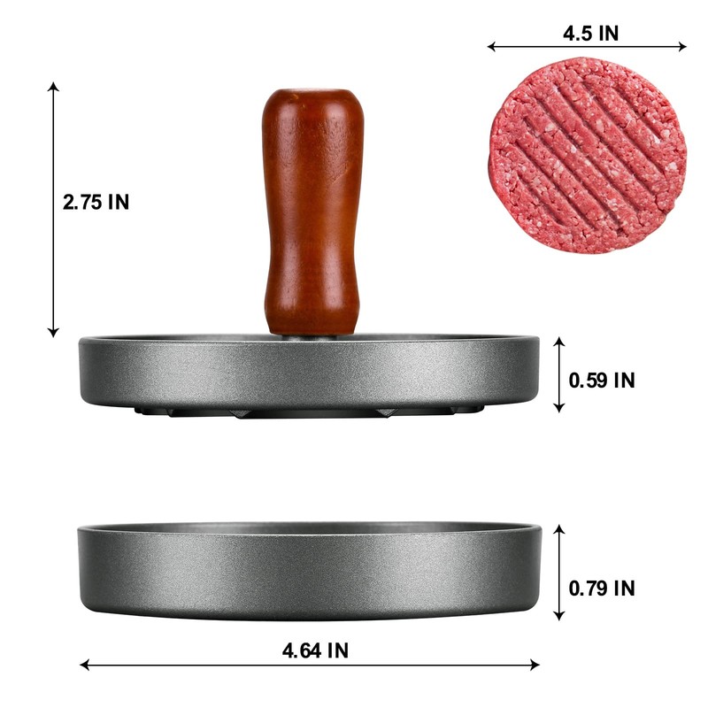 Burger Press Patty Maker Stainless Steel Mold Wood Handle NonStick 100 Papers gallery