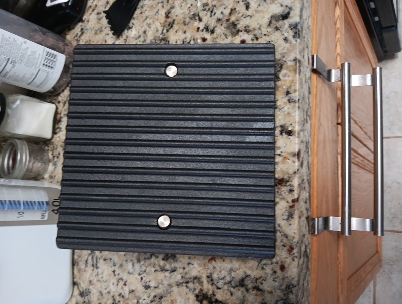 Pampered Chef Cast Iron Grill Press 8.5” Square For Meat, Bacon, Burgers EUC gallery