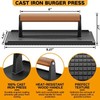 2PC Heavy Duty Cast Iron Grill Press 8.27"x4.25" Bacon Panini Press Wood Handle gallery