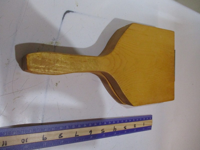VTG 70s Wooden Hamburger Patty Press Handle Wall Hanging Mushroom Design 12"x5" gallery