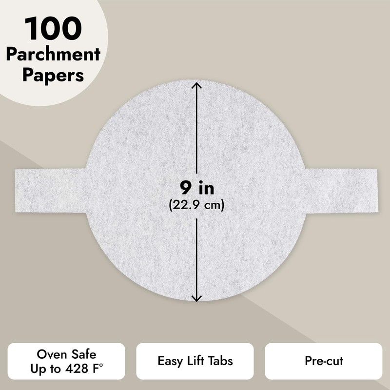 Juvale Parchment Paper Rounds - 9-Inch, White, 100-Count - 9 Inch, White gallery