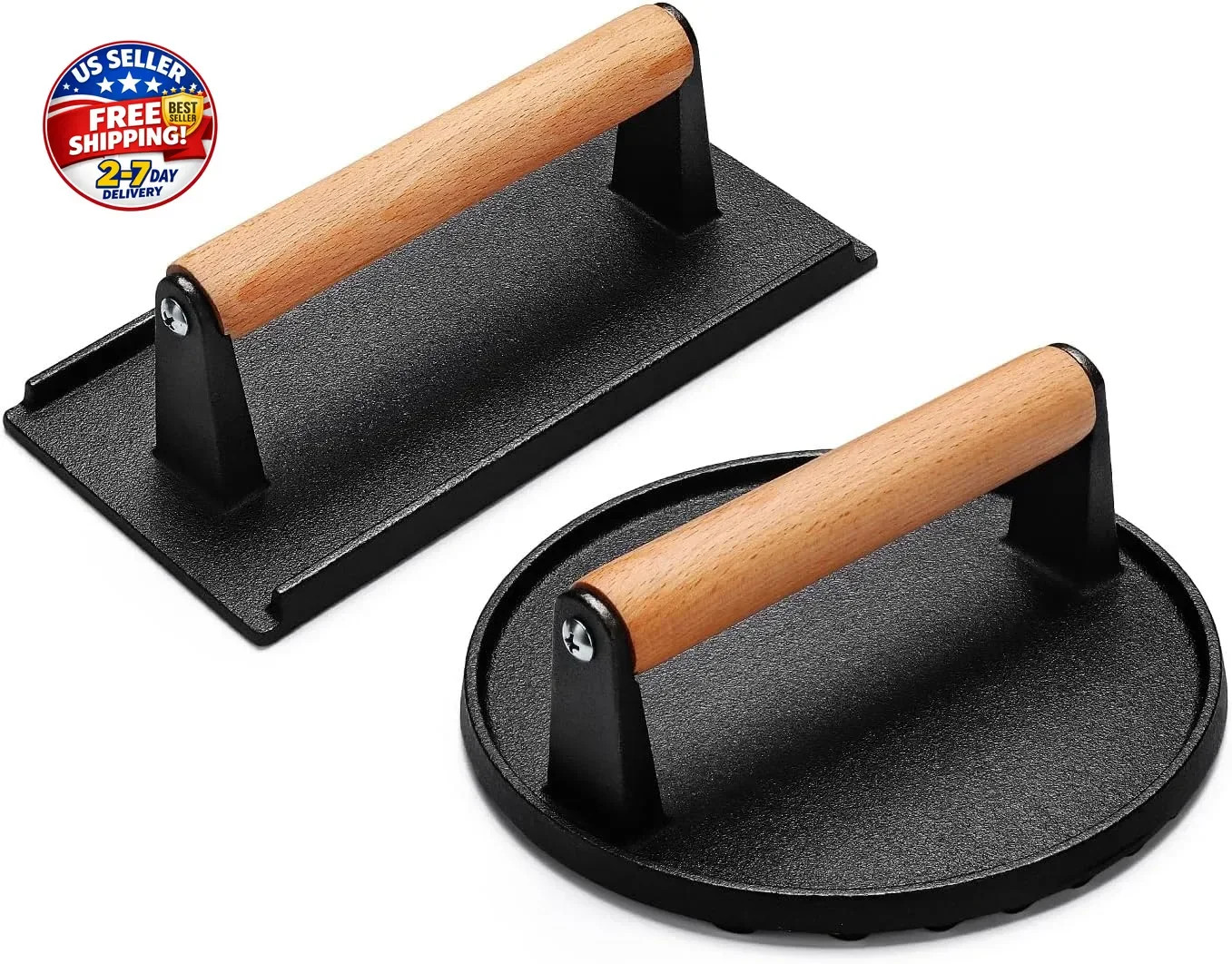 Burger Press, Smash Burger Press for Blackstone Griddle, Heavy Duty Cast Iron Ro gallery