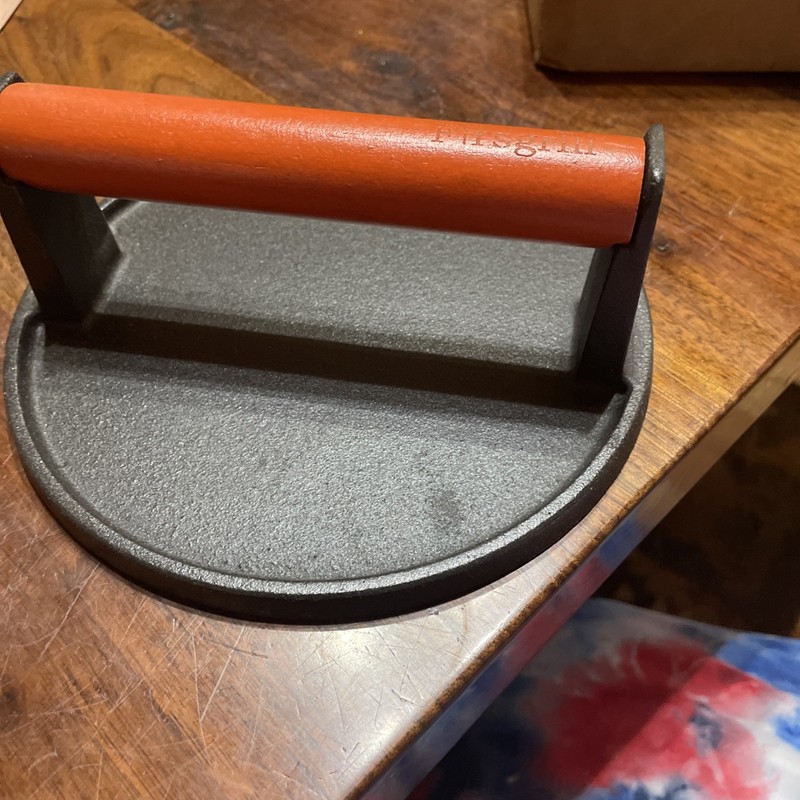 Fire grill Heavy Duty Cast Iron Burger Press- New In Box- 7” gallery