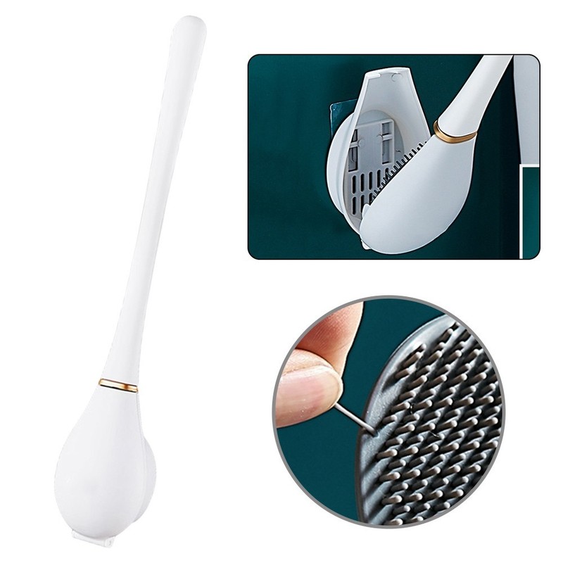 Silicone Toilet Brush with Minimalist Wall-Mount Holder for Contemporary Bath gallery