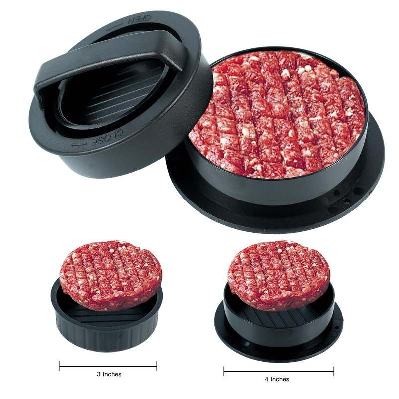 Hamburger Press Patty Maker - 3-in-1 Non-Stick Hamburger Maker for Home Cooks... gallery