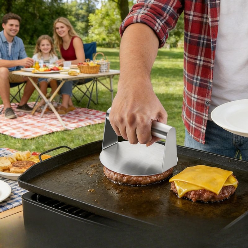 Stainless Steel Burger Press Bacon Grill Burger Smasher Non-Stick Grill Press gallery