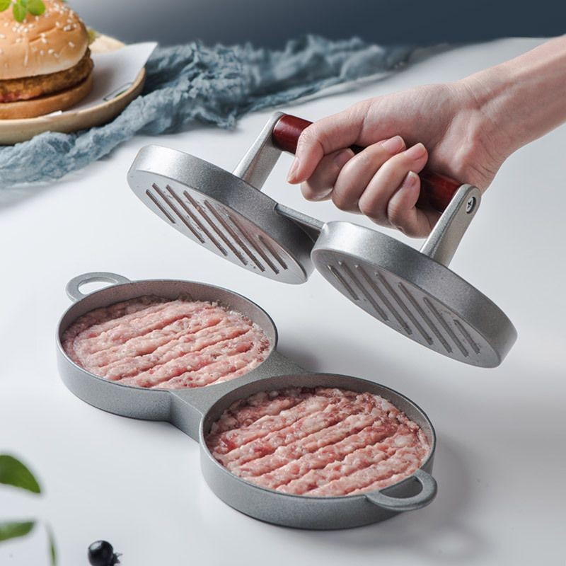 1 Set Of Aluminum Alloy Burger Machine; Round Non-stick Cook Patty Burger Meat B gallery