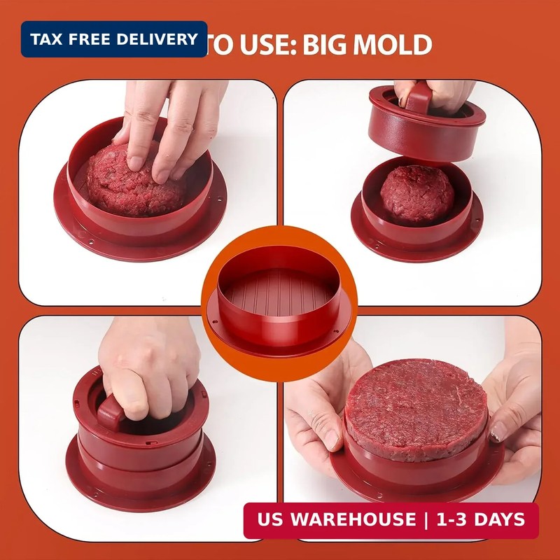Pisol Hamburger Press, 4-in-1 Burger Press Patty Maker Slider, Stuffed Burgers S gallery