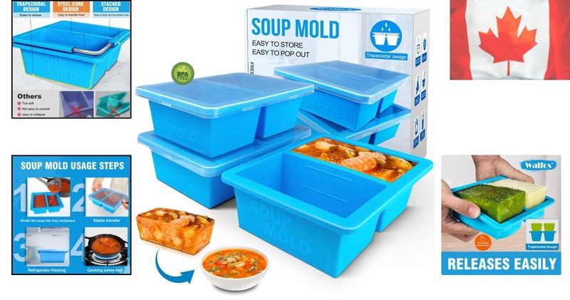 BPA-Free Silicone Soup Freezer Container Set - 3 Cubes, Odor-Free, 17.6cm gallery