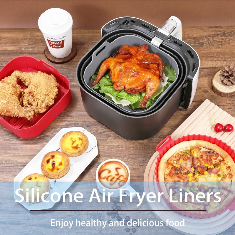 Foopama Air Fryer Silicone Liners, Pot 2 Pcs 7.5inch-2PCS, Silicone-Square gallery