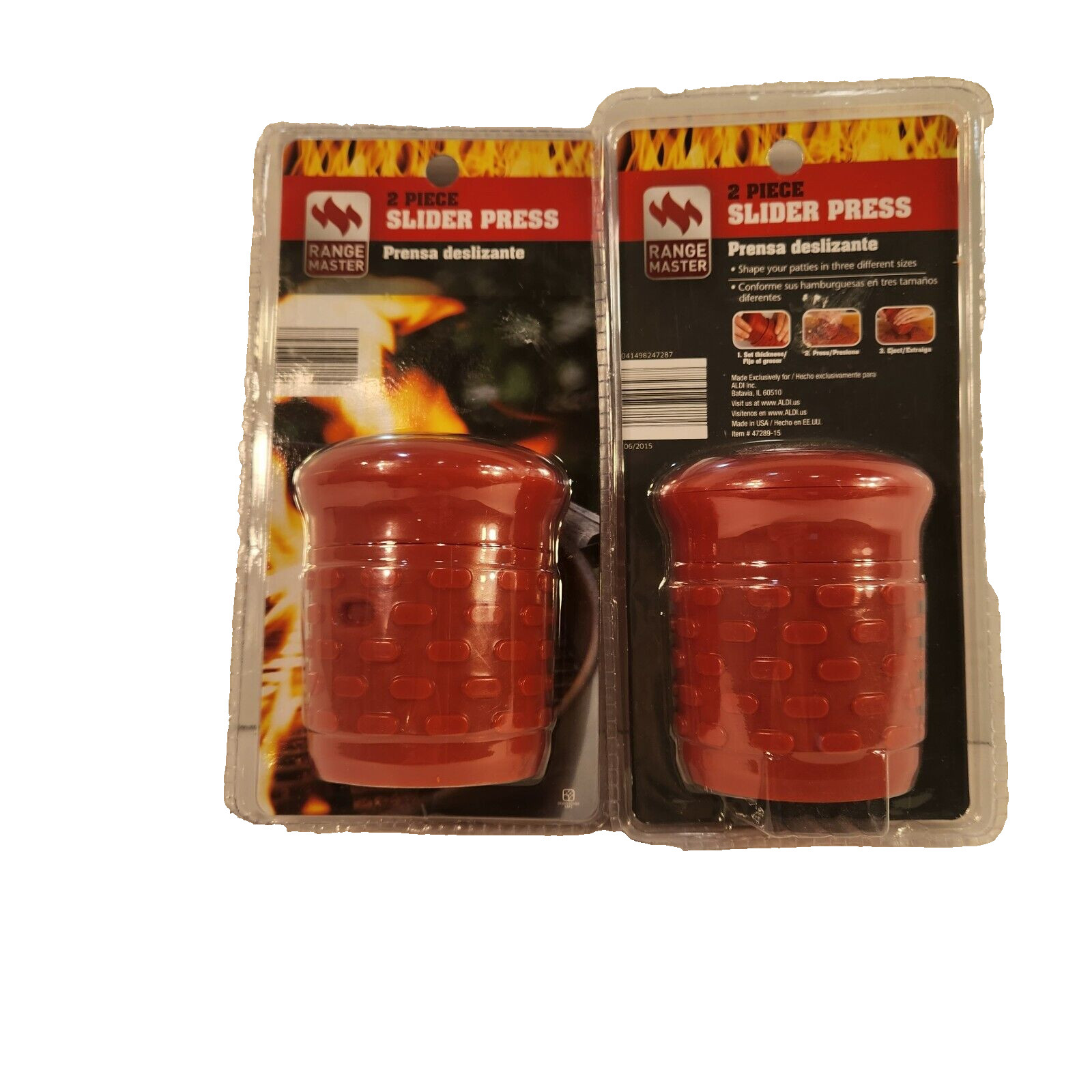 (2) Burger Press Slider Press Adjustable with 3 Measures by Range Master Red 2 gallery