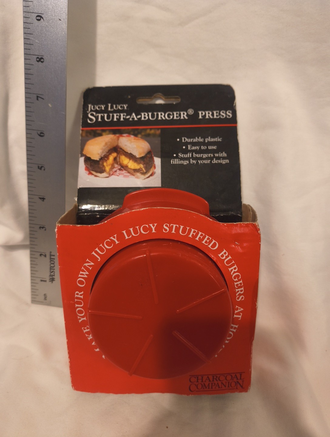 Juct Lucy Stuff-A-Burger Press Charcoal Companion Red Durable Plastic gallery